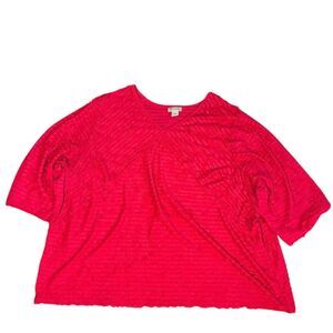 Catherines Plus Size 3X Red Pink Ribbed Blouse Women's Casual Fall Top‎